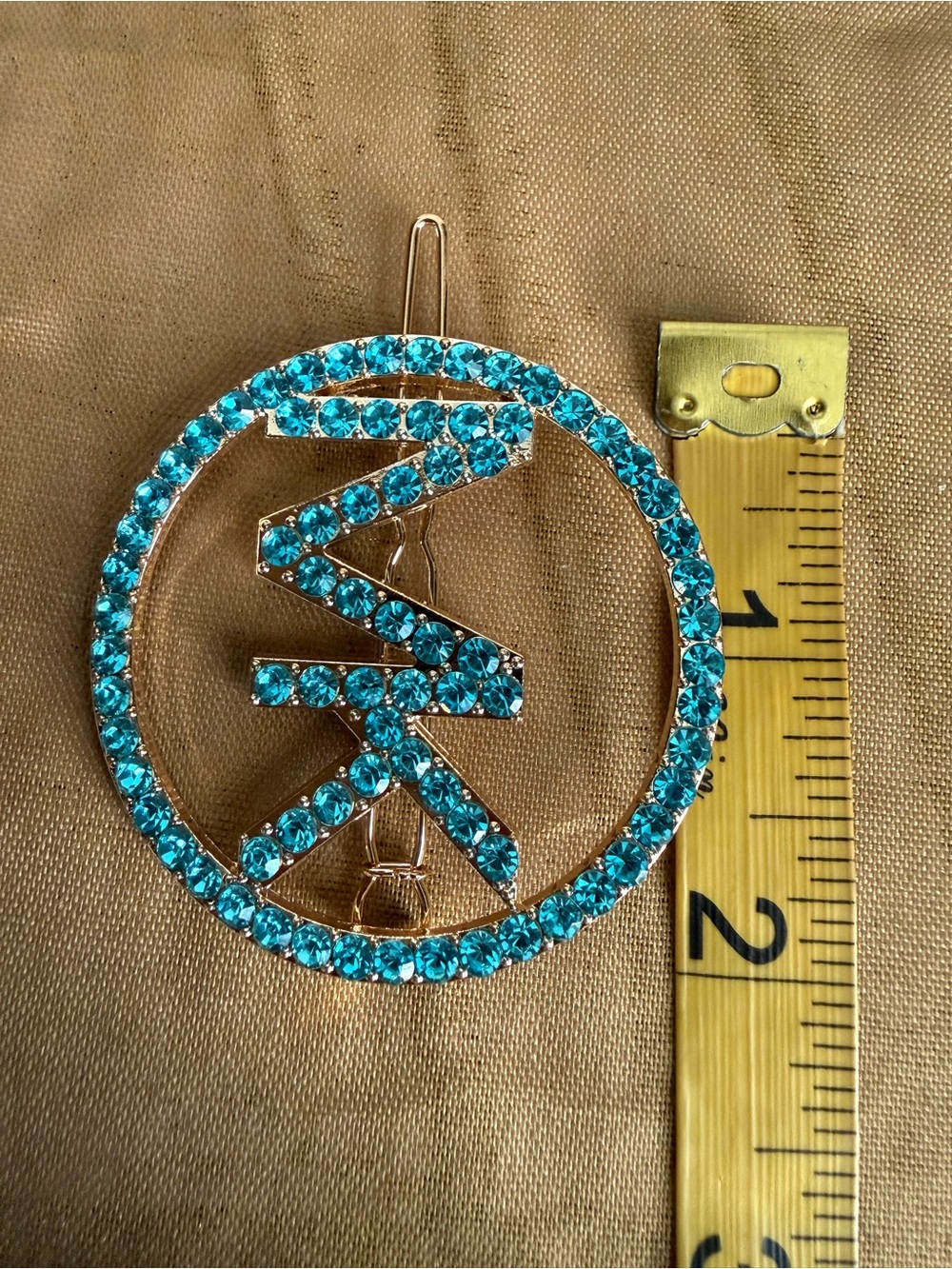 Michael Kors Turquoise Crystal Logo Hair Pin - Picture 2 of 4